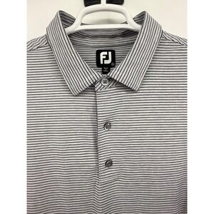 FootJoy 2XL Golf‎ Polo Shirt Striped Subaru Logo Gray Black Mens Shortsleeve